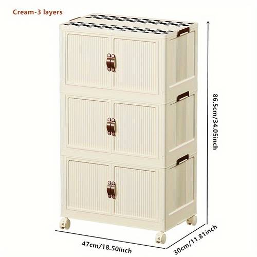 large capacity storage cabinet household foldable storage box plastic boxes with door and wheels for bedroom living room and kitchen home organizers and storage home accessories