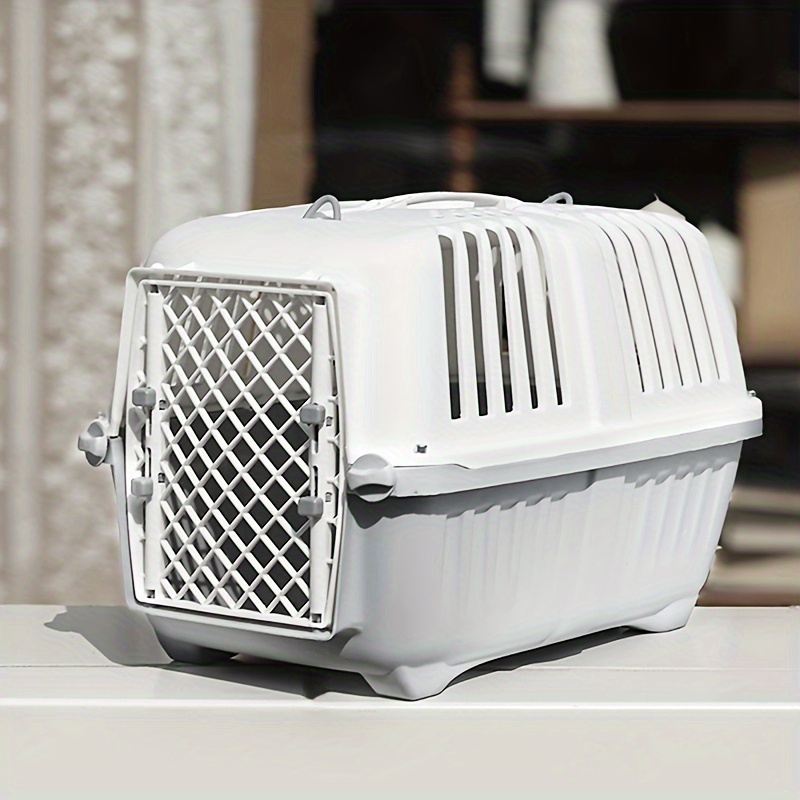 

Pet Travel Carrier For Cats & Small Dogs - Easy-to-install, Escape-proof, Sturdy Pp Material, White With Ventilated Door And Mesh Windows, Bag