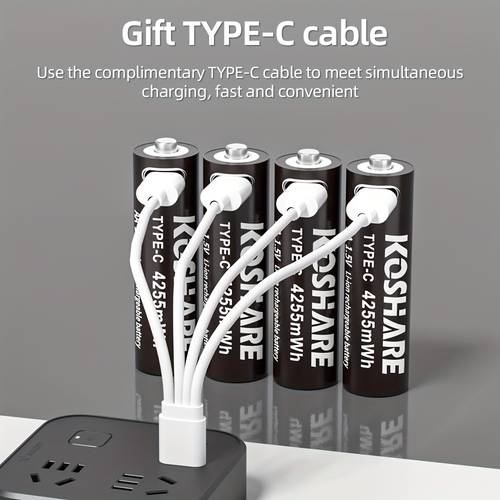 voltage 1 5volt type c rechargeable li 1500 cycles 2 hours fast charging 1 5v aa 4255mwh li high capacity rechargeable battery large capacity 4225mwhlong lasting of electricityreal large capacity