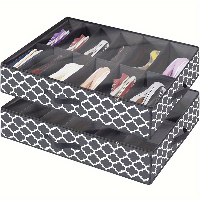 

Under Bed Shoe Storage Organizer, Foldable Shoes Container Box With Clear Cover, Household Space Saver Organizer For Under Bed, Closet, Wardrobe, Bedroom, Dorm, Bedroom Accessories