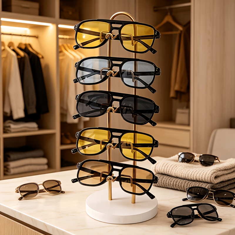 TEMU Présentoir à lunettes de soleil, étagère de rangement pour lunettes de vue, vitrine d'assemblage, rangement pour cosmétiques, étagère à bijoux