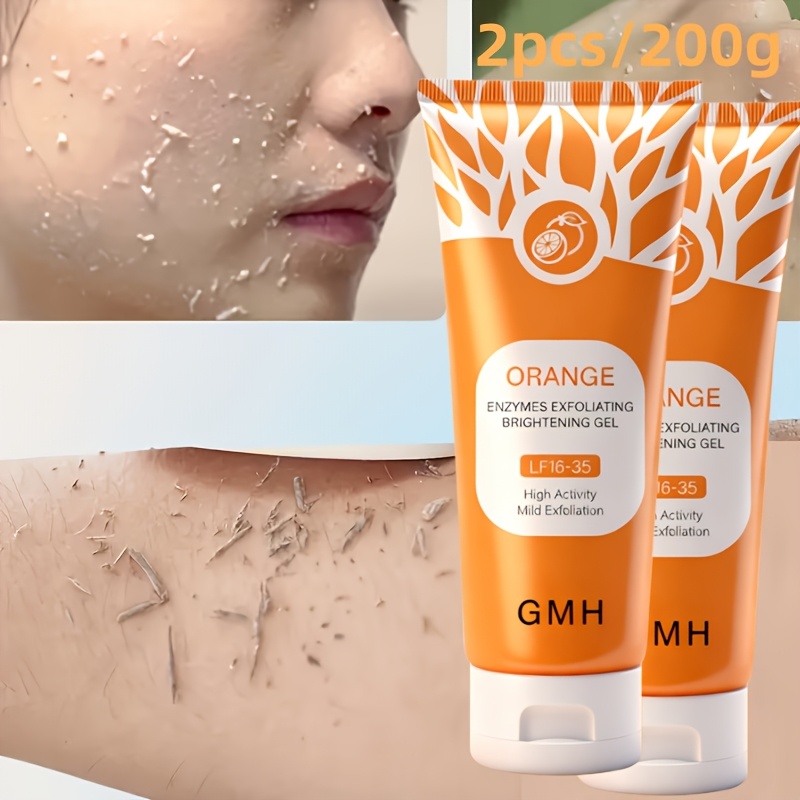 TEMU 2pcs(100g/pc ) Orange Enzyme Gel, Large Capacity, Brightening Orange Enzyme Gel, Scrub Gel, Deep Cleansing & Smoothing, Gentle Exfoliation And