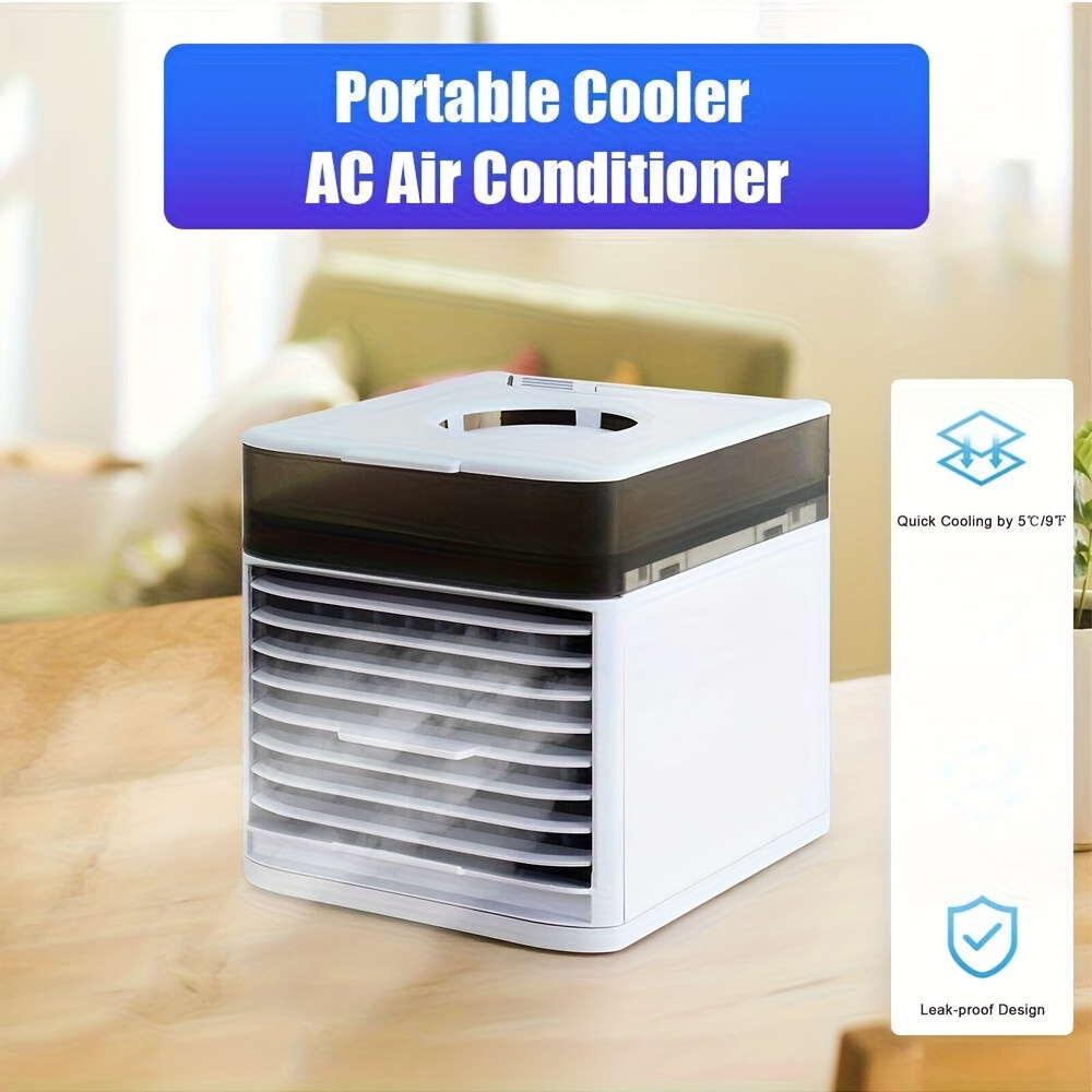 TEMU 3-in-1 Personal Air Cooler - Portable Evaporative Air Conditioner With Large Water Tank, Colorful Night Lights, Ideal For Bedroom, Home And Office