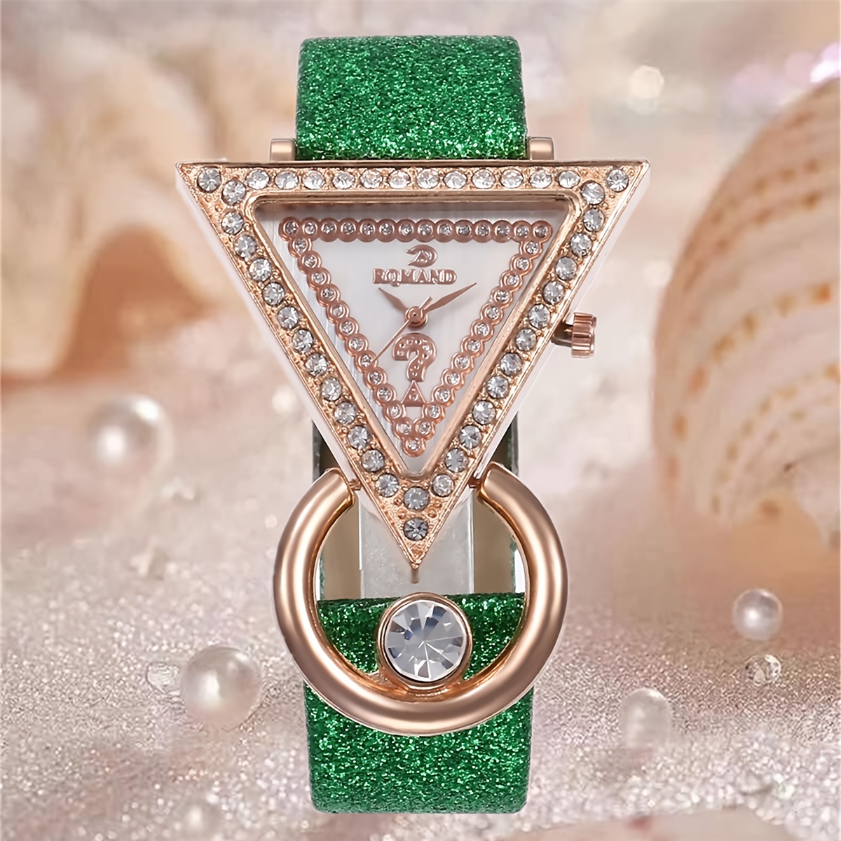 1pc/5pcs HIKUN Women's Elegant Rhinestone-Encrusted Triangle Watch with Sparkling PU Strap, Quartz Movement & Analog Display - Suitable for Parties, Daily Wear, Christmas, Valentine's Day, New Year Gift - Luxury Handwatch