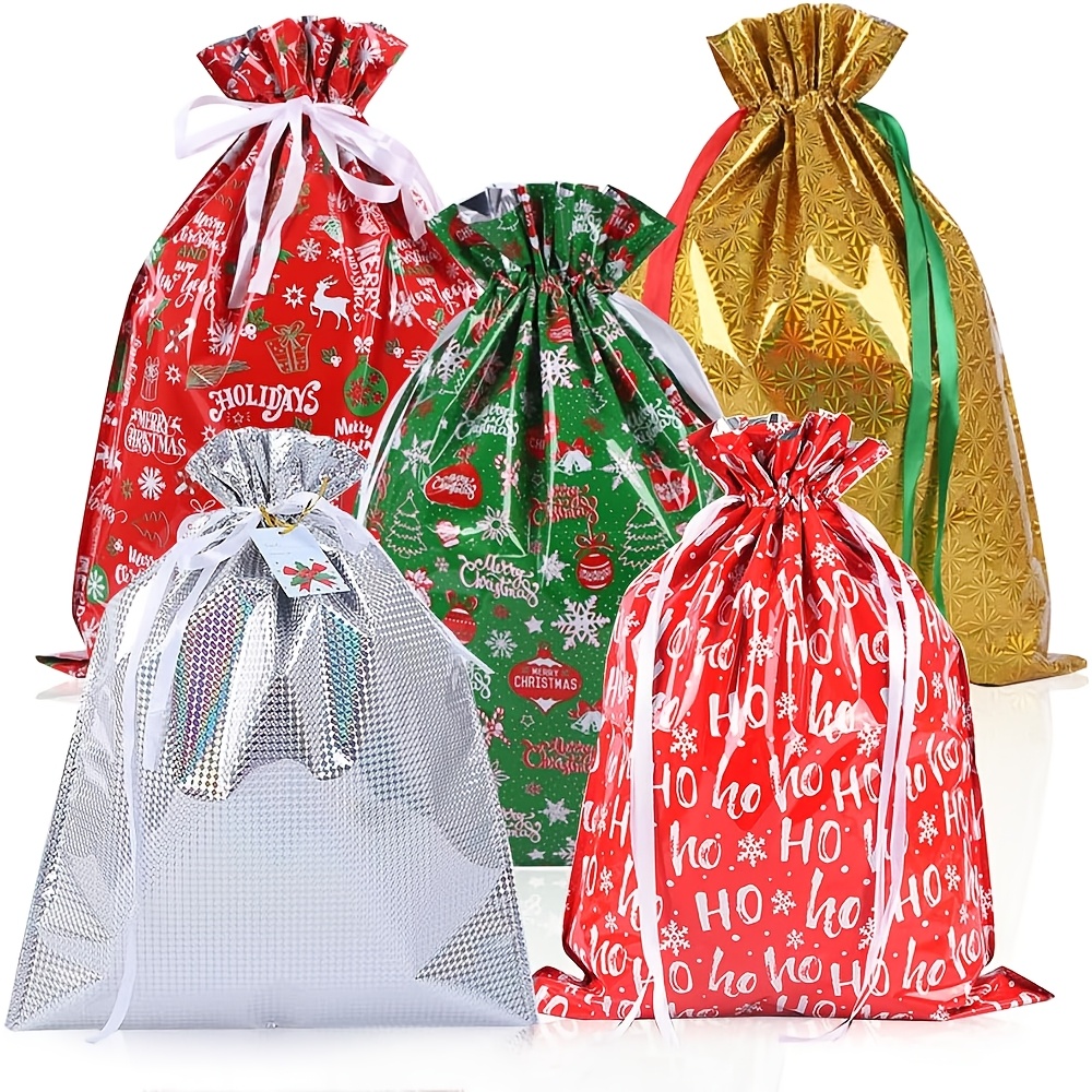 Drawstring Gift Wrapping Bags Large 5pcs