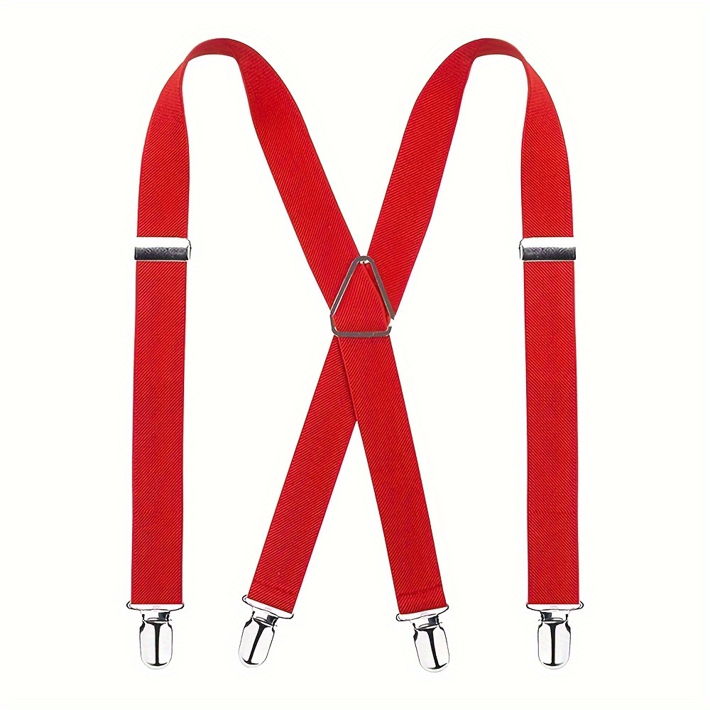 1pc Mens Suspenders Adjustable Braces With 4 Strong Metal Clips Elastic X Back Heavy Duty Suspender For Men And Women