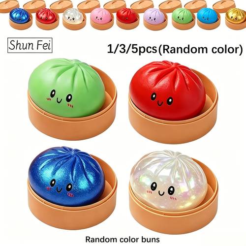 shunfei party gift set 1 3pcs random color cute bun stress relief balls and sensory toys soft bouncy squeeze dough toys ideal for party gift set