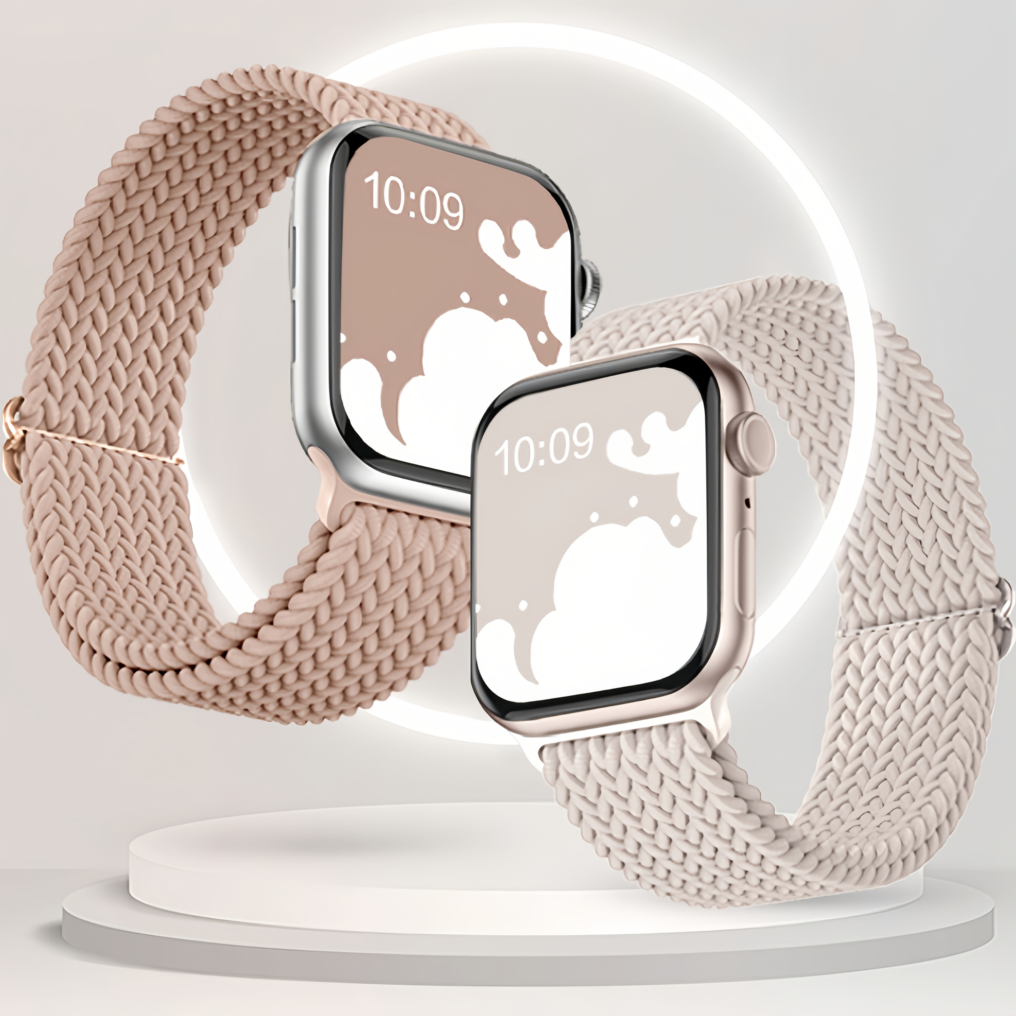 E-shop 2er-Pack Geflochtenes Solo Loop Armband Kompatibel mit Apple Watch 38mm/40mm/41mm/42mm/44mm/45mm/46mm/49mm, Ultra/Ultra 2, Series