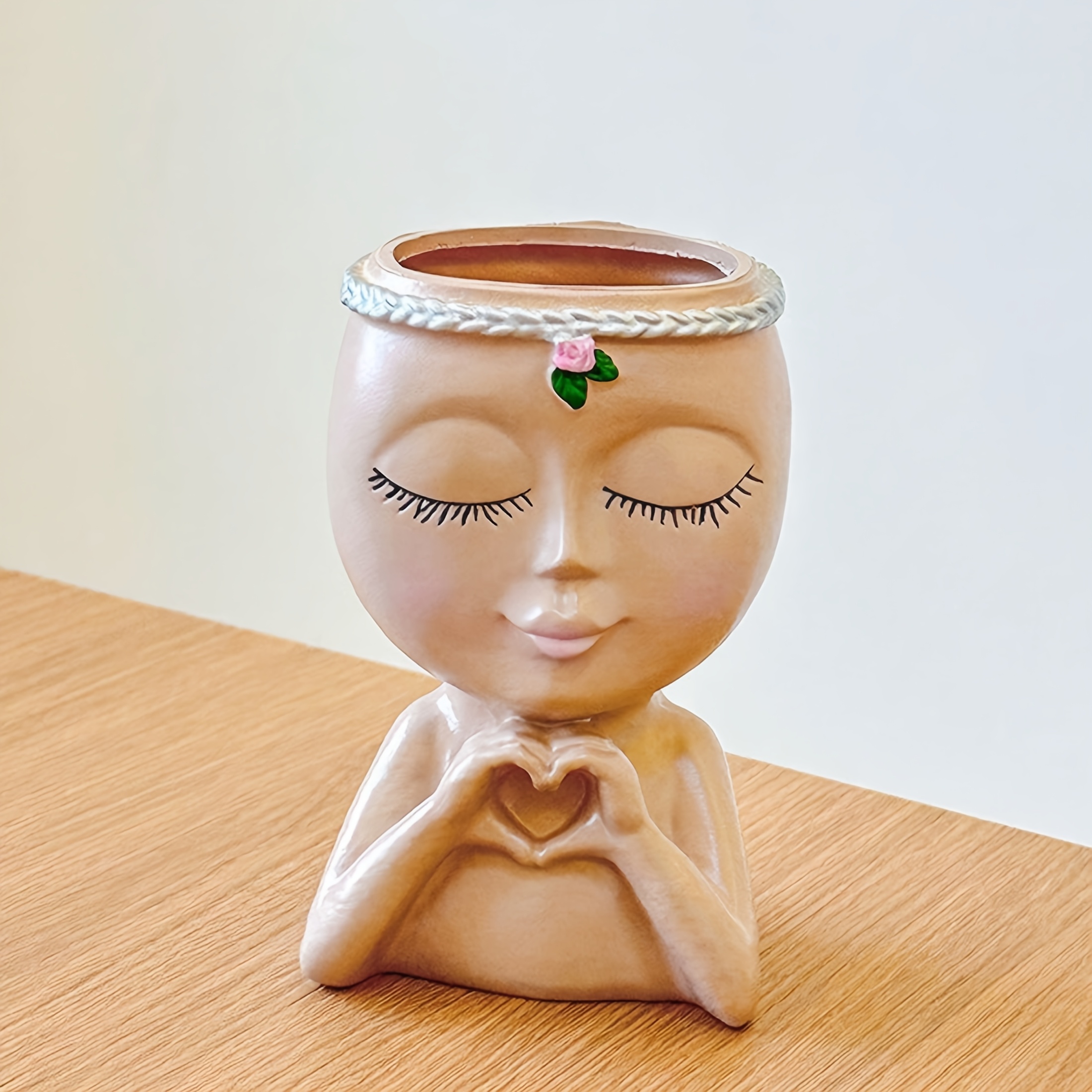 TEMU de almacenamiento para brochas de maquillaje con diseño de niña pequeña, 1 pieza, portalbrochas, de plástico, contenedor de almacenamiento