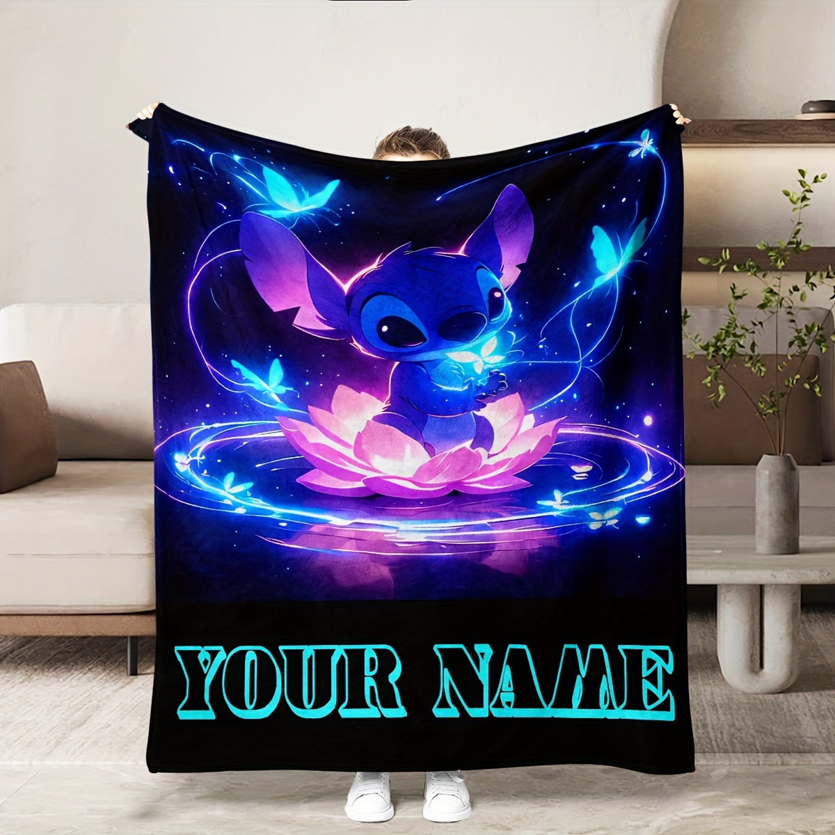 

Customizable Name Printed Digital Flannel Blanket, Anime Style, , Reversible, Machine Washable, Anti-allergen, Bedding, Polyester Cover, Knitted Fabric, 250-300g Square