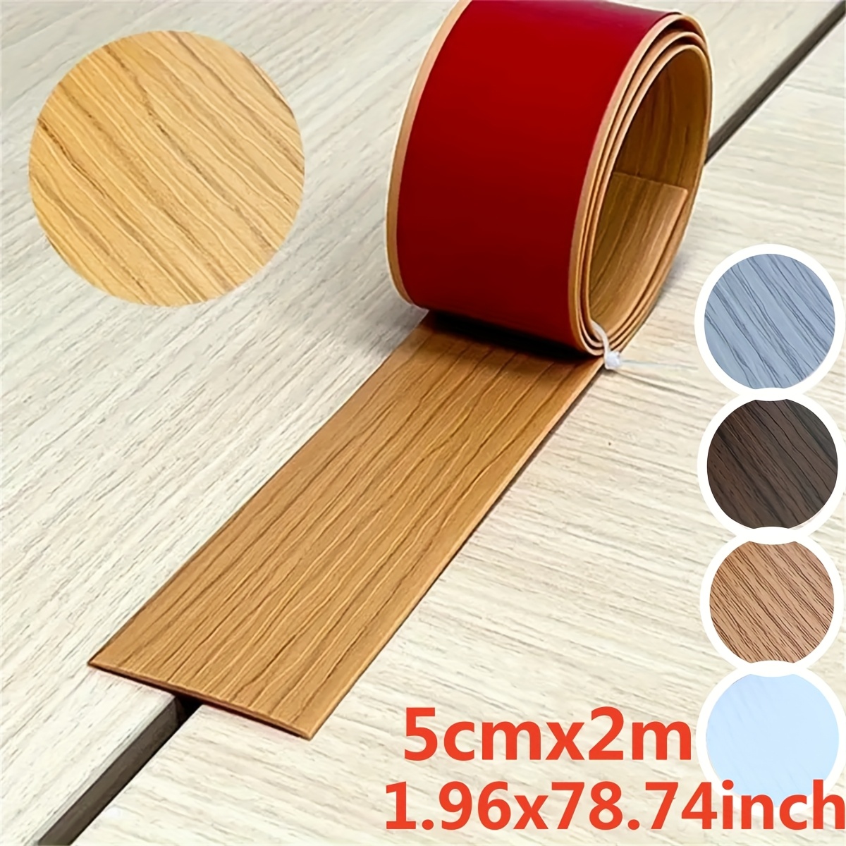 

1pc Easy-install 5cm X 2m Pvc Floor Strip - Seamless Indoor Wall & Decor, Seam Covering In Home And Construction Projects, Wood-like