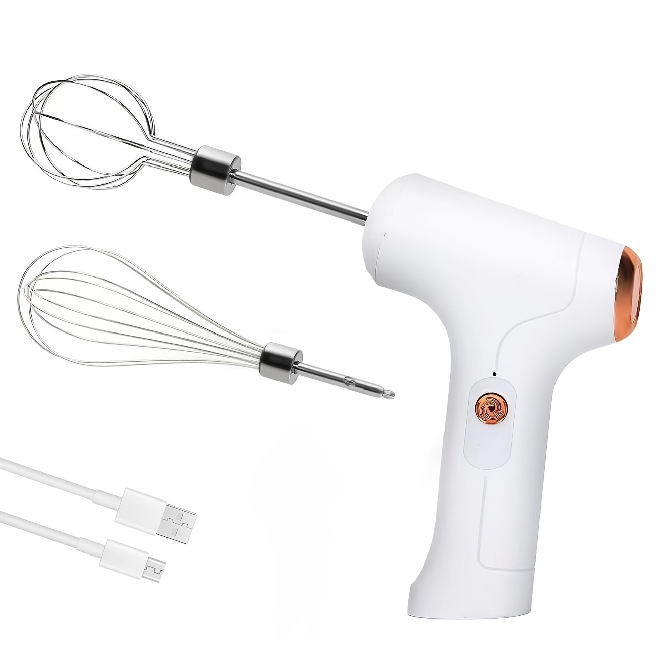 TEMU Hand Mixer | Household Cordless Electric Hand Mixer, Usb Rechargeable, 304 Stainless Steel, With 2 Detachable Stir Whisks, For Kitchen Baking