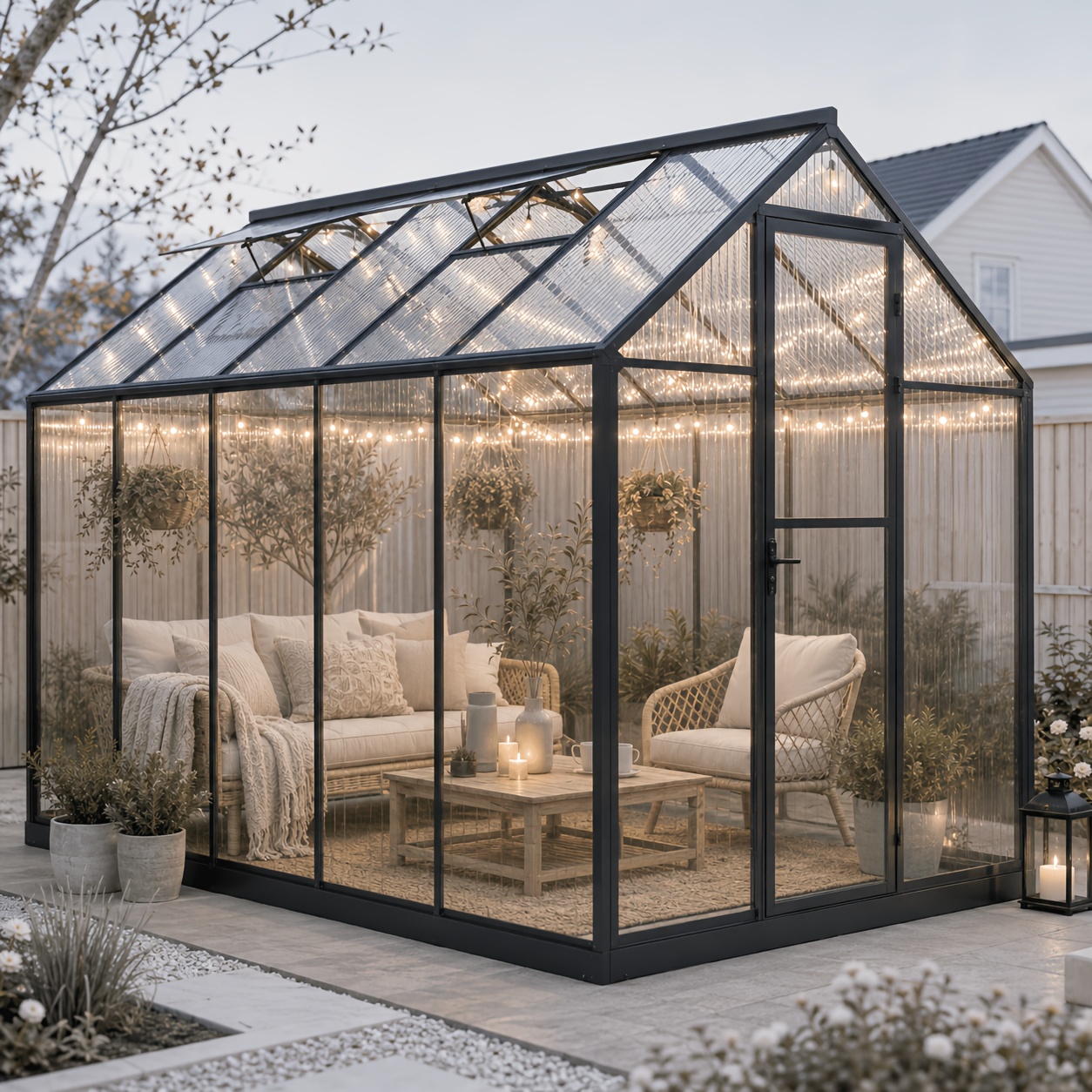 Modern Outdoor with Lockable Swing Door & Roof Ventilation UV Panels - Panels Suitable for Plant  , for,, Balcony, /Outdoor Plant Growing, Garden Houses
