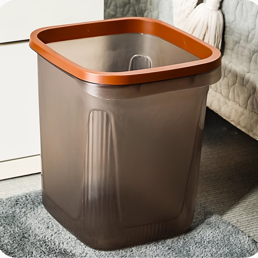 2pcs heavy duty plastic trash can with open top lid odor resistant leakproof cylindrical bin suitable for kitchen bedroom office painted durable wastebasket easy to   Product details 4