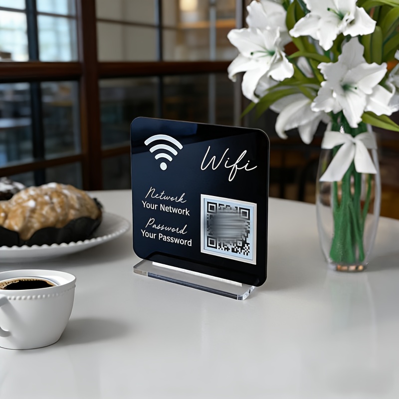 TEMU Cartello WiFi Personalizzabile con e Password - Codice QR Scansionabile per Connessione Istantanea, per Piccole Imprese, , Caff癡, Hotel -