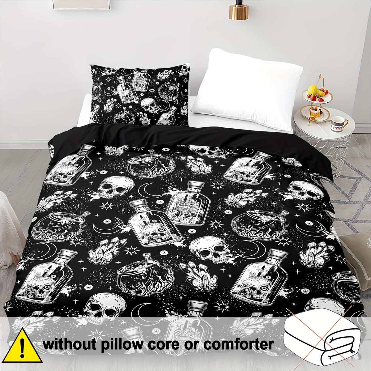 TEMU 2/3pcs Halloween Down Comforter Set, Soft And Comfortable, Moon Printed Down Comforter Set Bedding, Halloween Gift, Happy Halloween Holiday