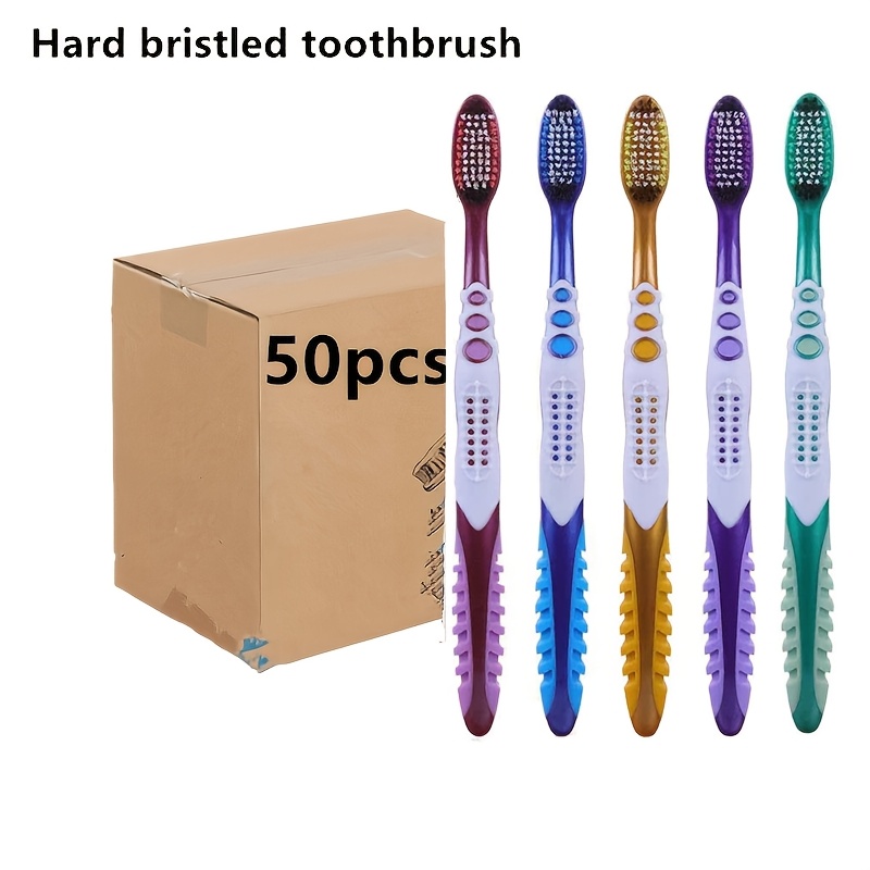 Image of 50 Bulk Disposable Toothbrushes, Individually Wrapped Toothbrush, Medium Soft Bristle Tooth Brush Or Hard Bristled Toothbrush Manual Travel Toothbrush Set For Men And Women