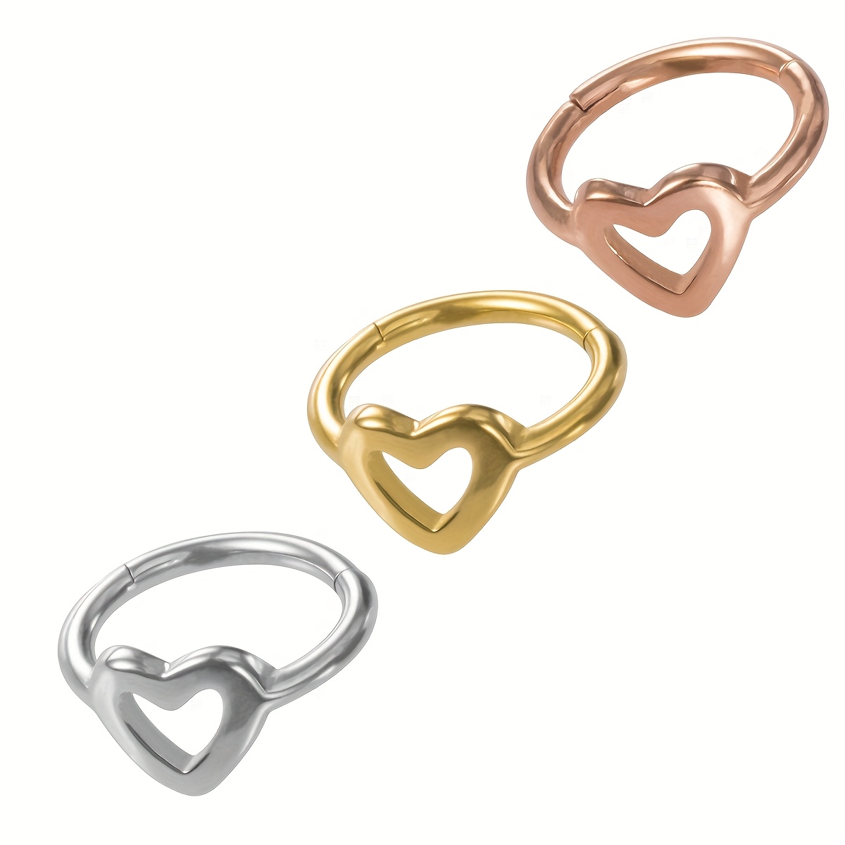 Women's Single Helix Hoop Earrings, Heart-Shaped Design