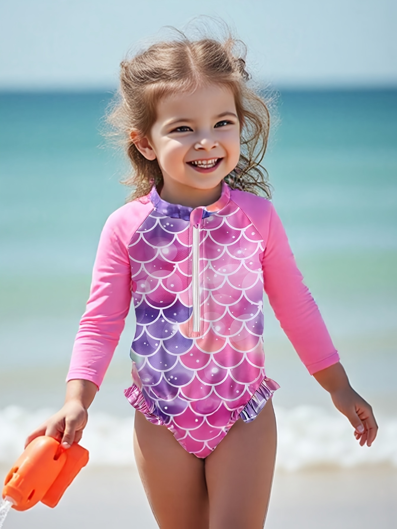 long sleeve mermaid swimsuit girls vibrant pink Temu United Arab