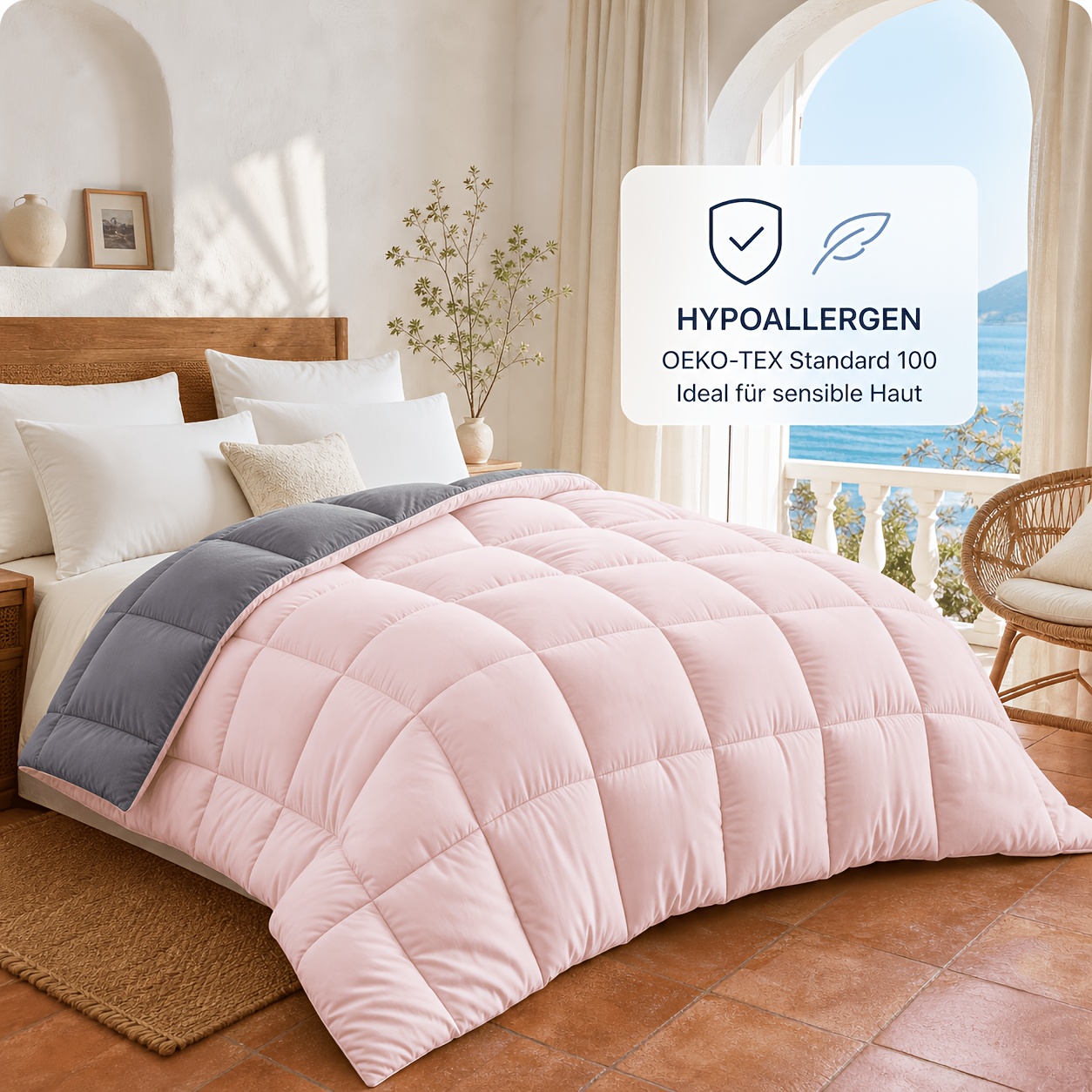 Image of Premium All-year Duvet Bedding, For Allergy Sufferers, Soft, Microfiber Blanket Cozy And Lightweight Quilt, Washable At 95°c Reversible Comforter, 300gsm Filling, And -tex Duvets Soft And Breathable