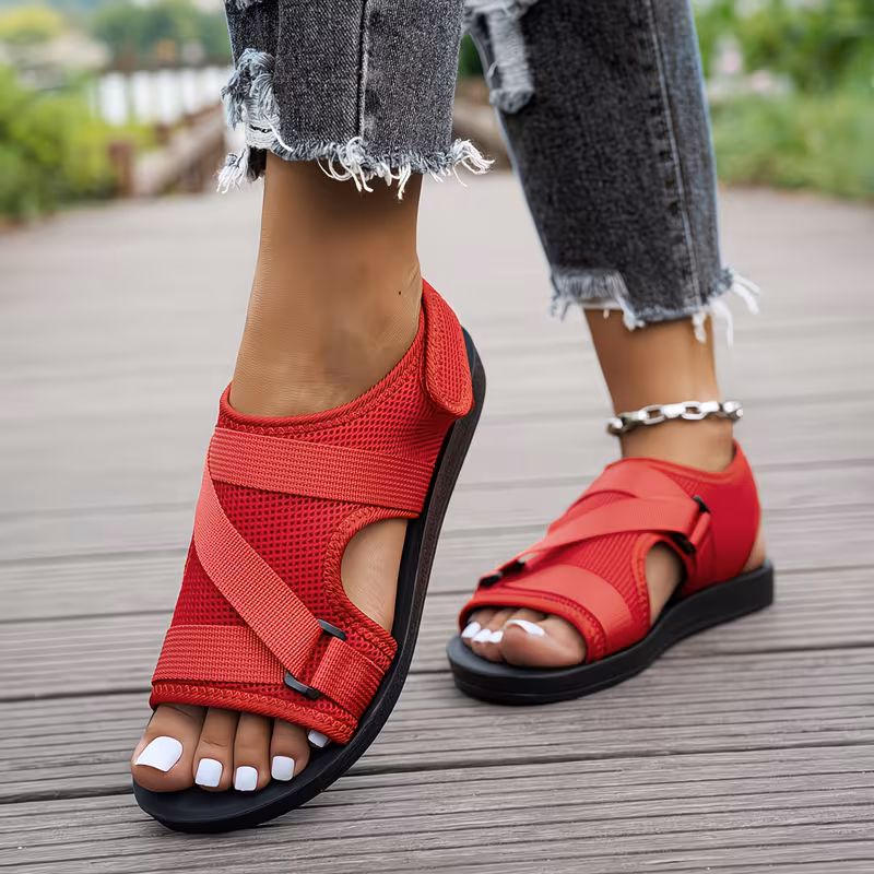 womens mesh breathable summer sports sandals with webbing and decoration casual fashion versatile vacation beach lightweight casual round toe soft sole comfortable slippers women shoes Product details 3