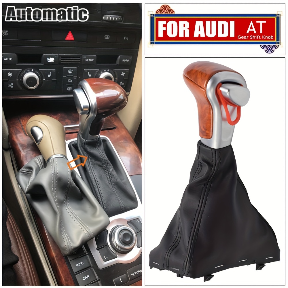 

Abs Shift Knob With Leather Gaiter Boot Cover Compatible With A4 B8 (2009-up), A5 (2008-up), Q5 (2009-2015), A6 C6 (2006-2011), A6l C7 (2012-2018) - Transmission Shift Handle Replacement