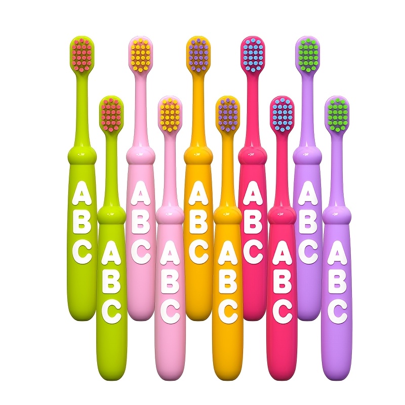 soft bristle toothbrush suitable for kids aged 3 12 neutral oral care for and toddlers manual toothbrush for children   in dopamine colors   purple green yellow perfect gifts for christmas and halloween 3 12 years old 10