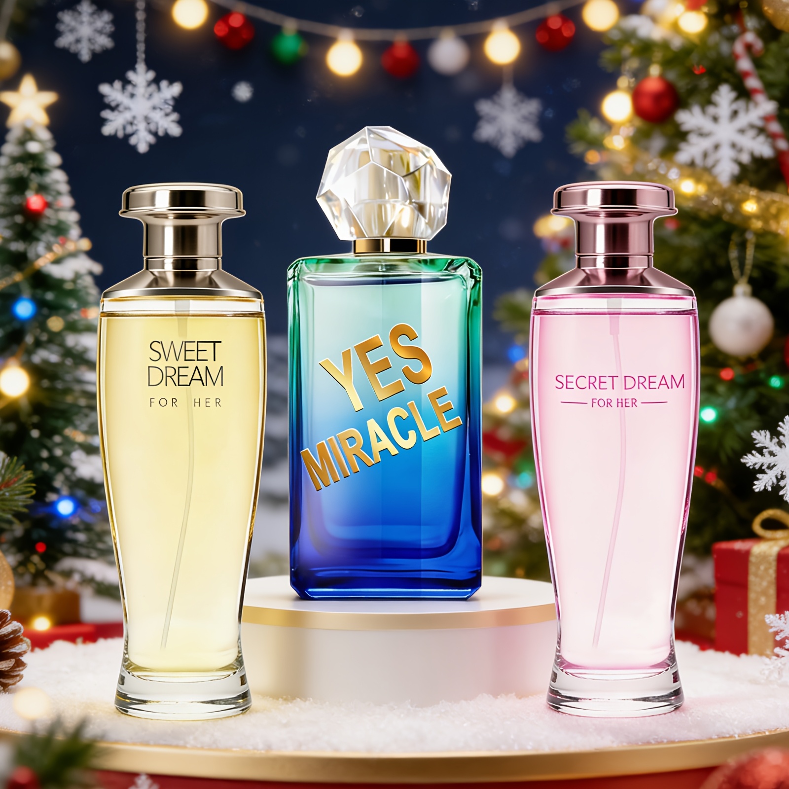 TEMU 3pack/300ml Women's Holiday Perfume Trio Luxurious Floral Oriental Scents With Velvet Peony Berry Notes, Christmas For Her