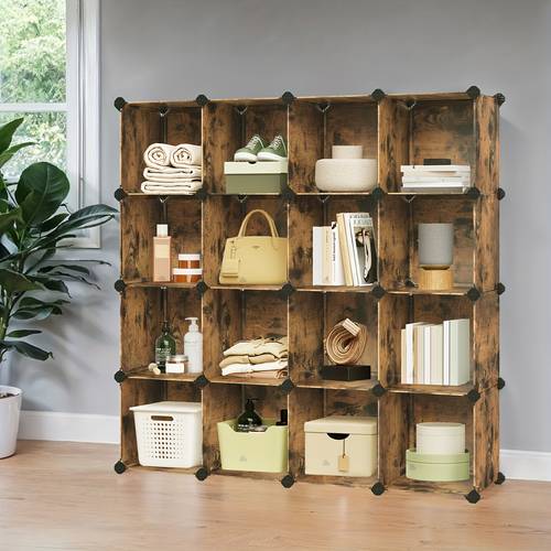 16 cube modular storage shelf system stackable bookcase closet organizer with removable bins multi saving solution for bedroom living room office organization mounted