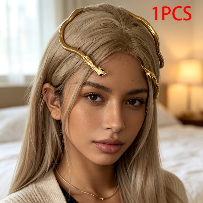 TEMU 1pc Retro Ethnic Style Snake Hair Accessory Headpiece Ancient Style Women' Light Hair Ornament For Outdoor Gatherings Home Commuting Premium