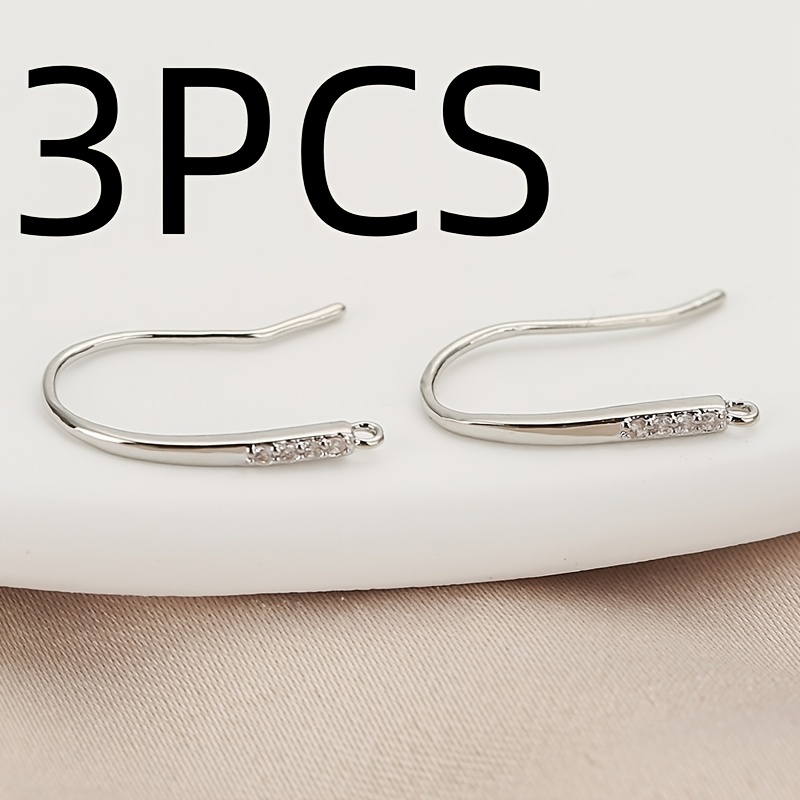 TEMU 3pcs, Western Fashion Easy All-match Micro-pave Zirconia Ear Hook Additions Small Pendant, Exquisite 0.59inch Copper Ear Hooks Inlaid With