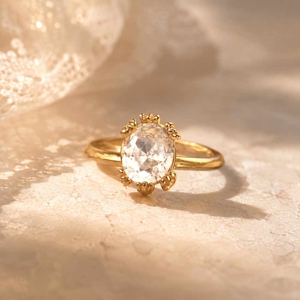 Women's 18K Gold Plated 2pcs Ring Set, Fashionable