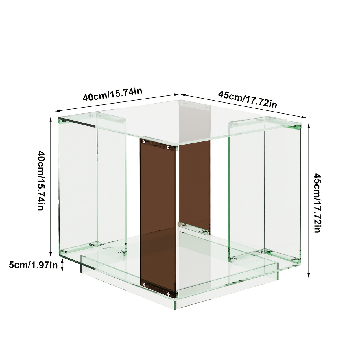 A Versatile Green Acrylic End Table That Can Serve As A Coffee Table, Record Player Stand, Or Bedside Nightstand, Featuring An Open Shelf, Suitable For Bedrooms, Armchairs, And Living Rooms