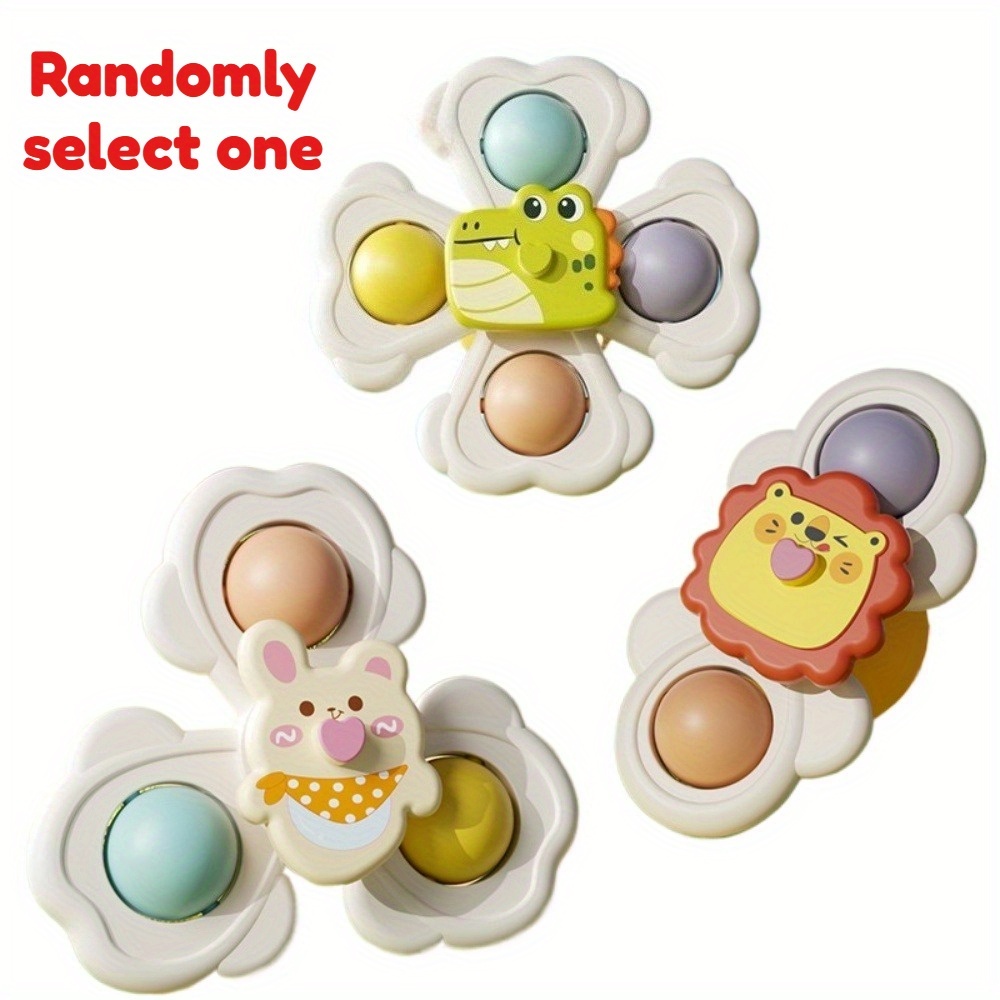 Image of 1/3/6pc Children's Suction Cup Spinning Top Toy, Suitable For Desktop, Glass And Tile Walls And , Colorful Cartoon Animal Suction Cup Spinning Top, Newborn Gift,product Random Color Depth