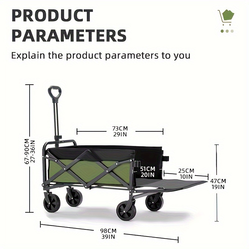 TEMU Outdoor Camping Cart With Flip Cover