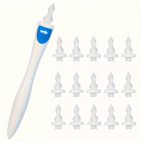 17pcs silicone spiral earwax removal tool set silicone rotating spiral 1 handle and reusable ear tips with replaceable ear tip hand action earwax cleaner