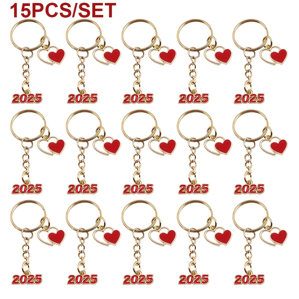 

15pcs/set Alloy Drip Number Combination Keychain, Number 2025 Accessories New Year Couple Key Chain, Ideal Gift For Valentine's Day And New Year To Send