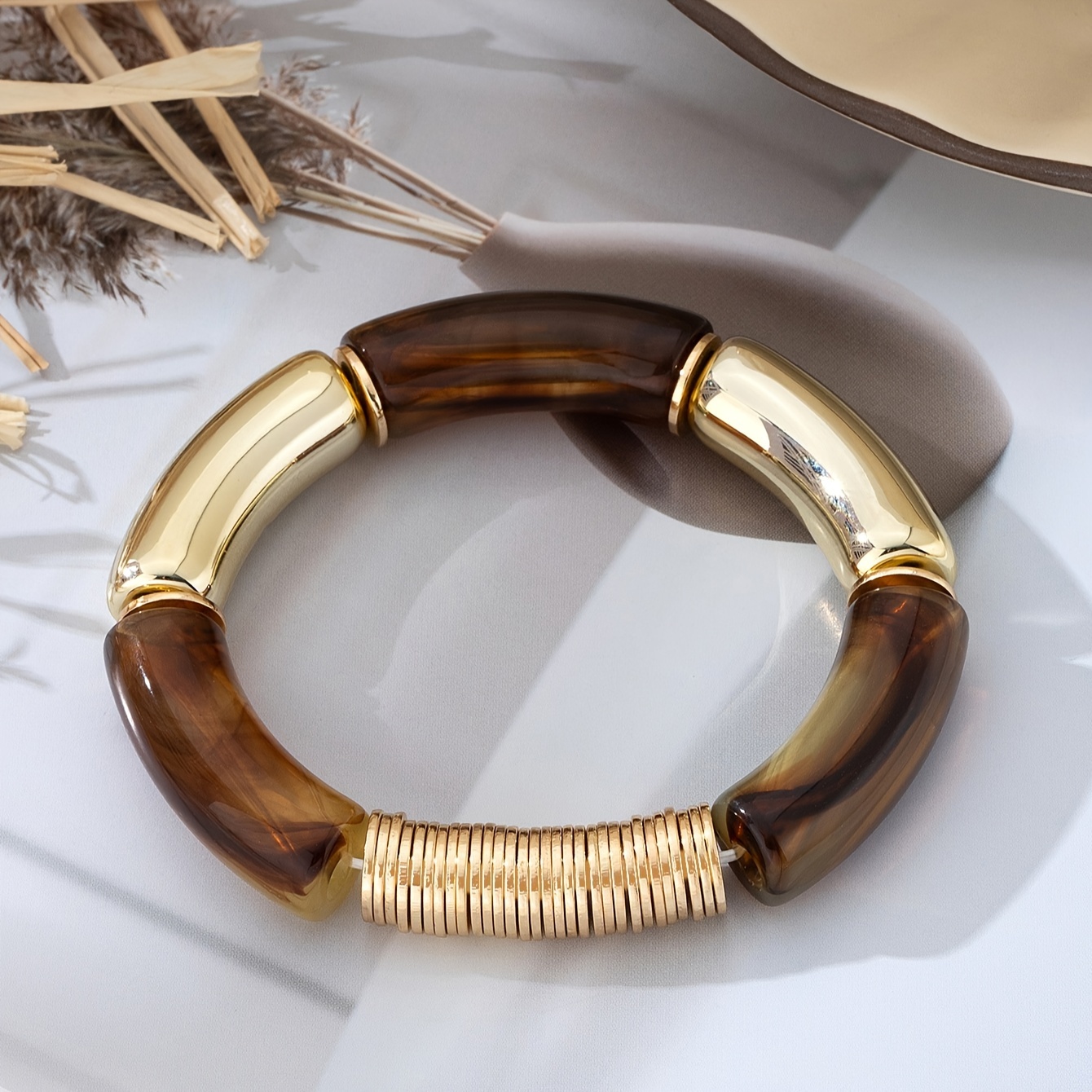 E-shop Personalisiertes modisches Acryl gebogenes Rohr elastisches Armband, geeignet für den täglichen Damenlook