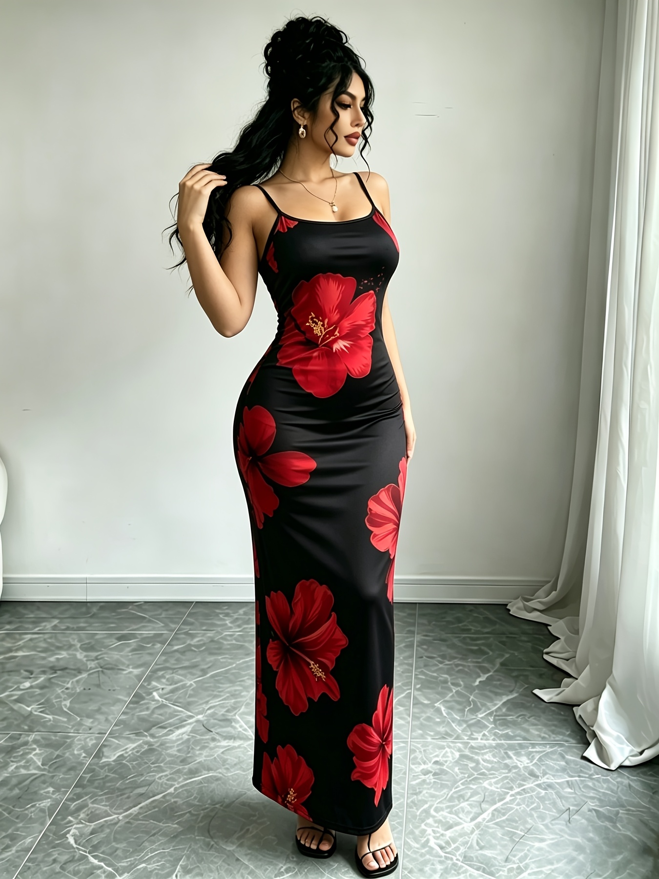 Vestido Cami Estampado com Alças Ajustáveis para Mulher 4