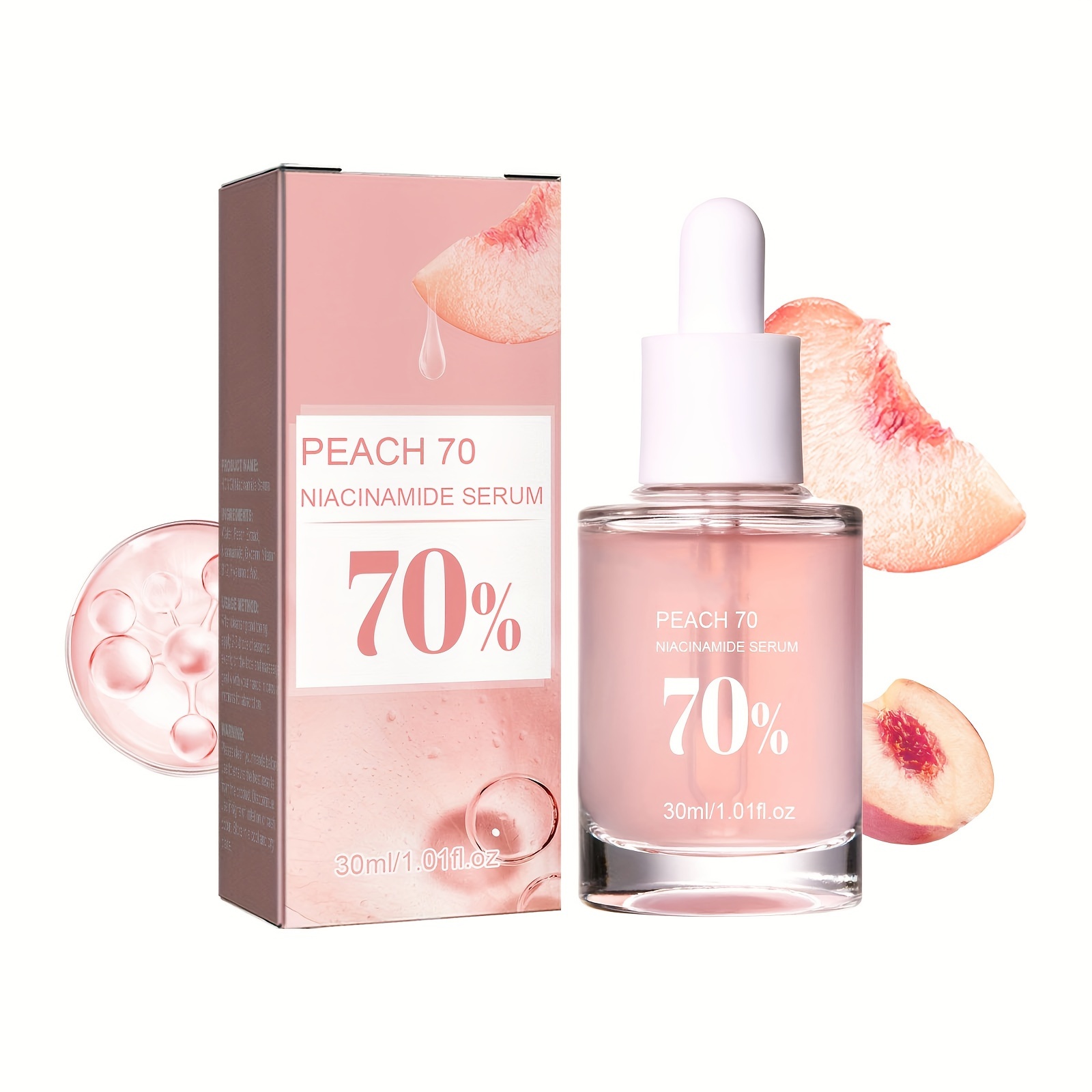 

30ml Peach Niacinamide Serum With Hyaluronic Acid, Rejuvenating, Firming And Moisturizing Skin