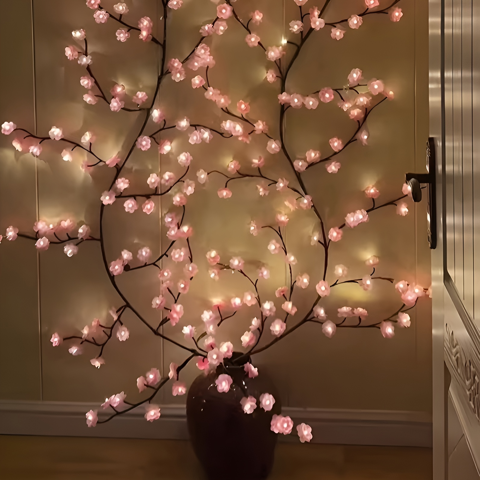 Indoor String Lights 96/144LED Cherry Blossom Willow Vine Branch Decorative Wreath, USB Power Supply, 8 Lighting Modes, Festive Party Decoration for New Year's Day, Valentine's Day, Easter, Thanksgiving, Etc., A Gift for Mom
