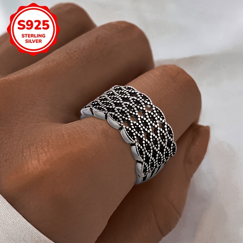 Vintage Open Ring 925 Sterling Silver with CZ Boho Style
