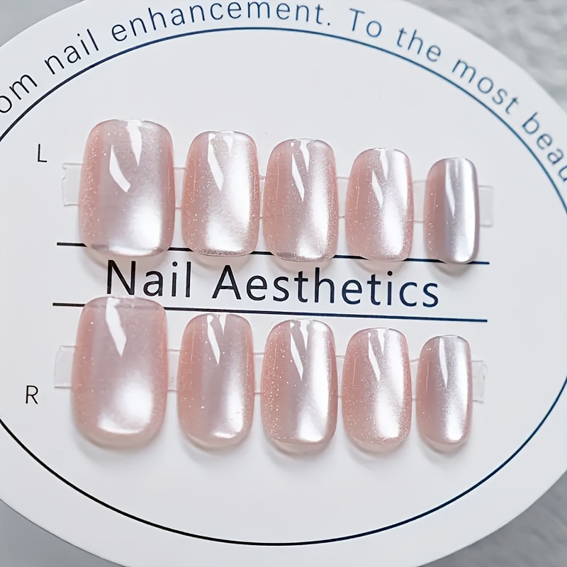 TEMU 24pcs 's Eye Patch Nail Set - Short Square, Full Coverage, , Including Jelly And Nail File