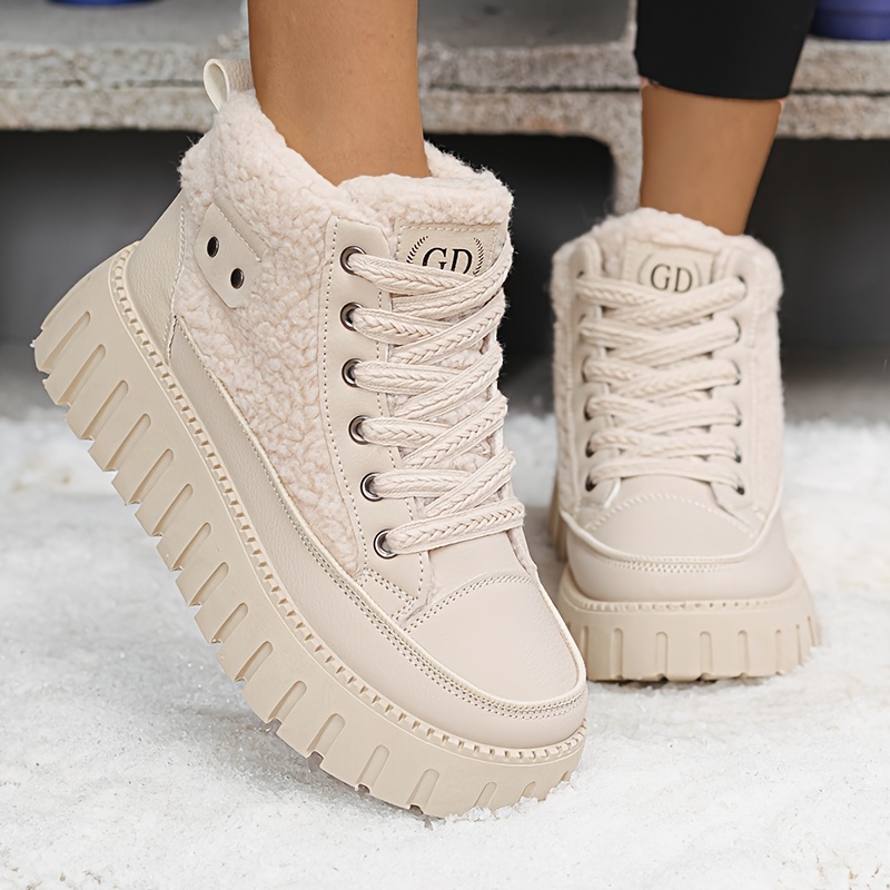 Image of Winter New Thick Sole Fleece-lined Thickened Women's Shoes Women's Fashion Versatile Warm Ankle Boots Casual Athletic Shoes, Women Shoes, Sneakers