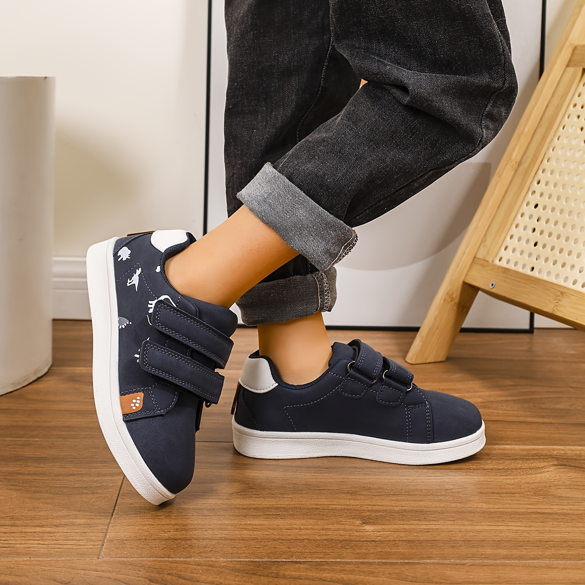 Boys' Fashion Print Dinosaur Pattern Casual All-match Style Sports Sneakers