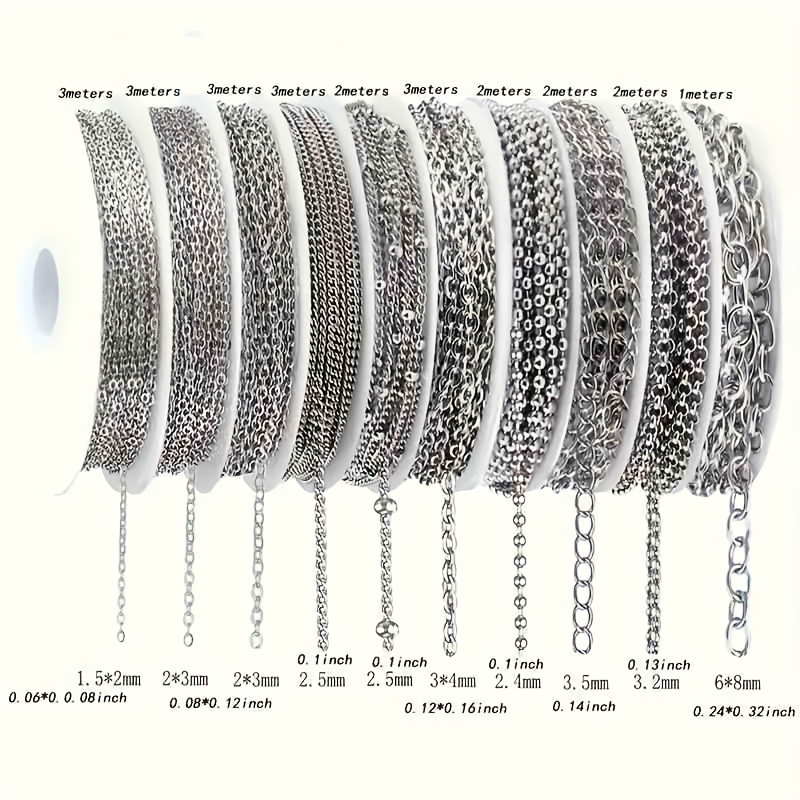 TEMU 12-style 95-foot Total Length Stainless Steel Chain Making Kit, Includes Lobster Clasps Rings For Fashion Necklace Making And Bracelet