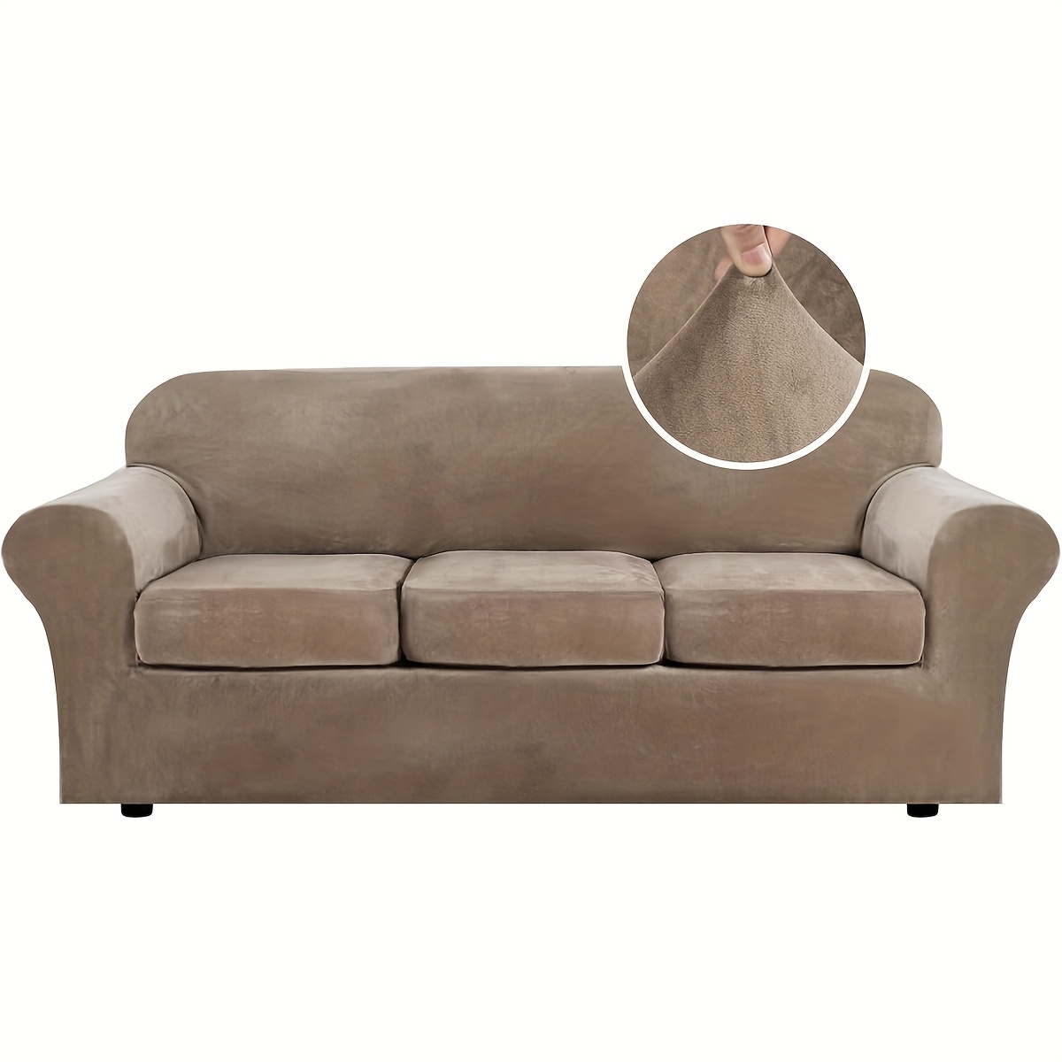 TEMU Upgraded Velvet Sofa Cover Set, Sofa Cover And Cushion Cover Sofa Cover Set, 1-seat (2pcs) 2-seater (3pcs) 3-seater (4pcs) Extra-large 3-seater