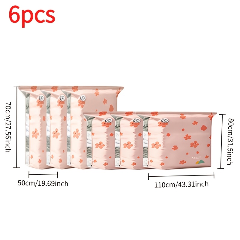 Image of 6pcs Vacuum Compression Sealed Bags, Space- Vacuum Sealed Bags, Vacuum Sealed Bags, Bedding And Luggage Storage Bags, Sweater And Pillow Storage Bags, Clothes, Quilts, Blankets, Bedding