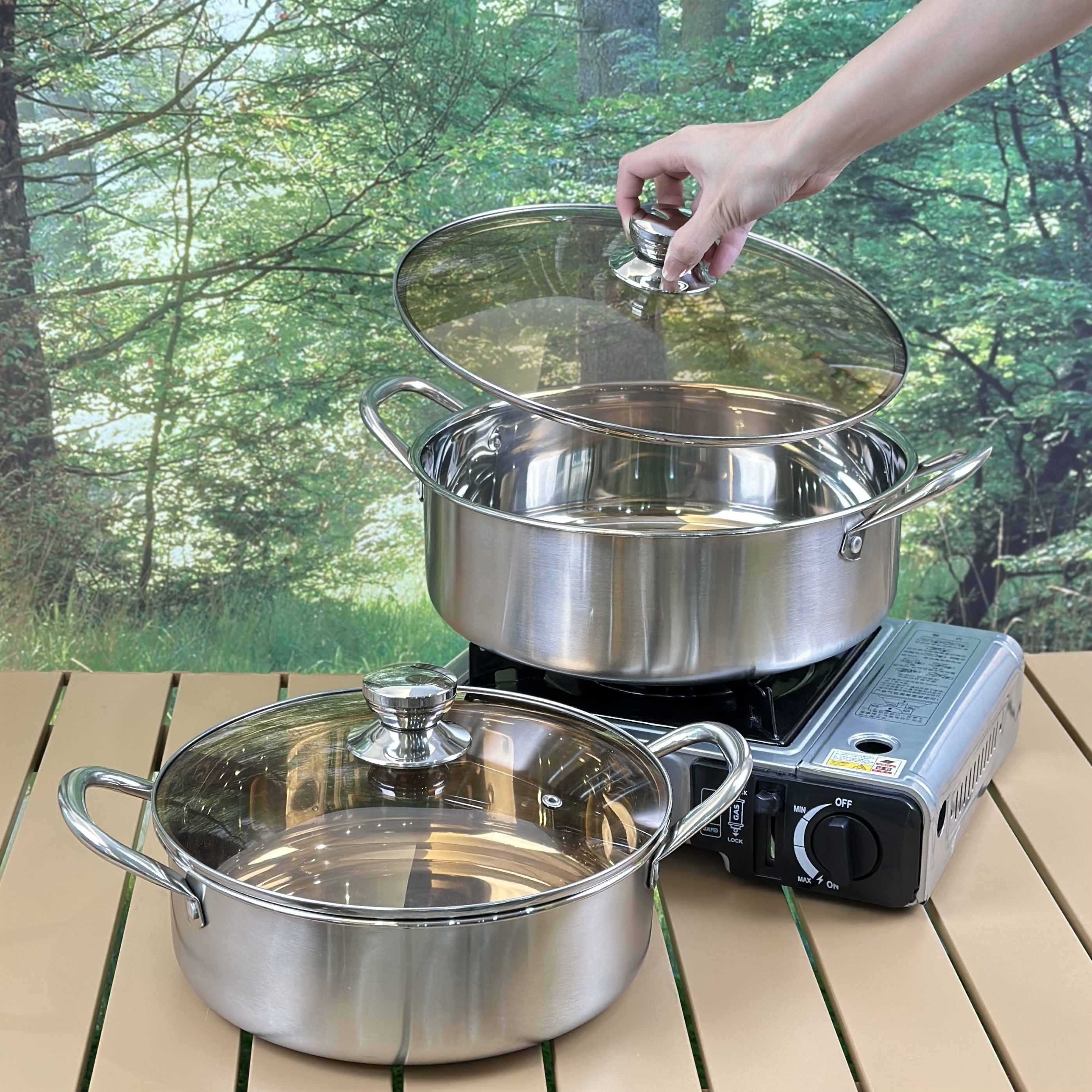 stainless steel soup pot set 2kg 1 7kg 1 6kg 1 4kg heavy duty cooking pots thick quality non stick indoor outdoor use   elegant gift box ideal for soups and hot dishes   kitchen essentials details 2