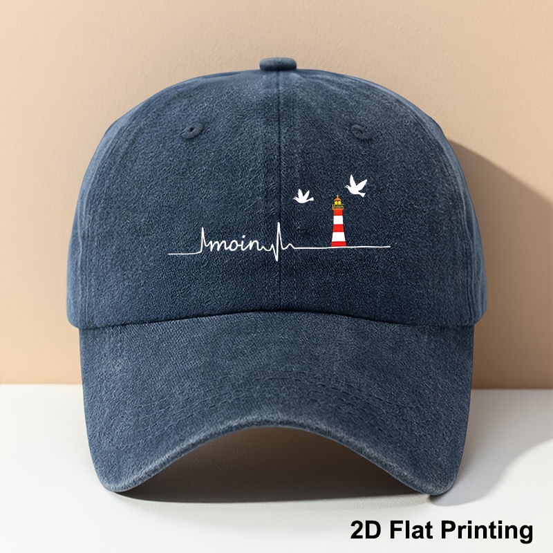 E-shop Retro Baseball Cap für Herren, 1 Stück "Moin" Buchstaben Fashion Print, Verstellbare Größe, Outdoor Riding, Angeln, , Vielseitige Mütze